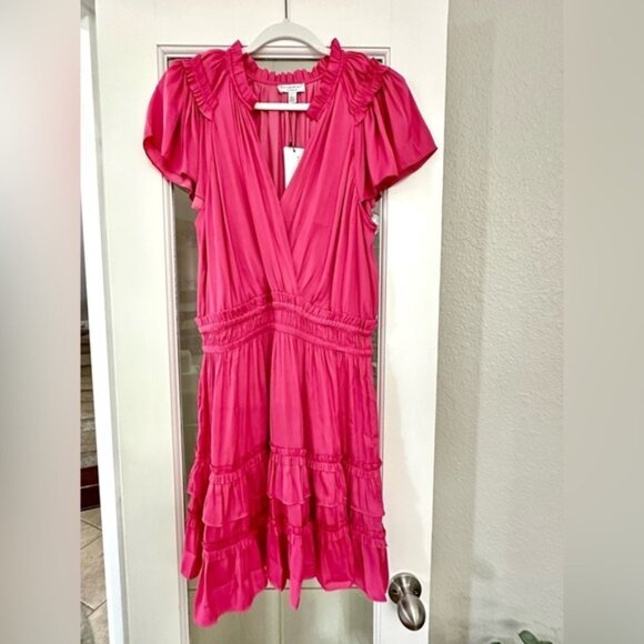 Current Air Fuchsia Pink Surplice Mini Dress NWT size Large - Picture 4 of 5